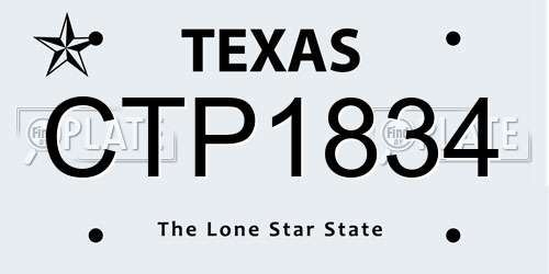 CTP1834 Texas License Plate