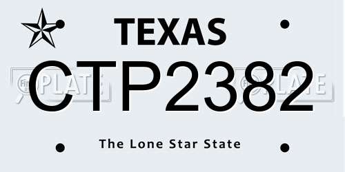 CTP2382 Texas License Plate