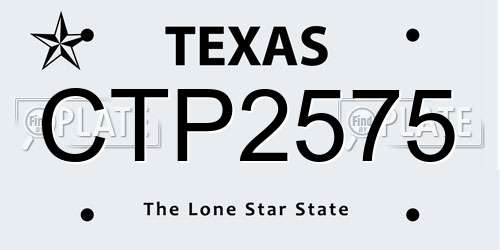 CTP2575 Texas License Plate