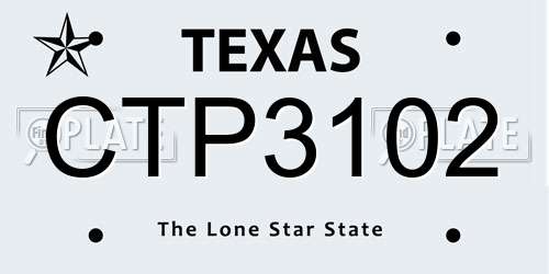 CTP3102 Texas License Plate