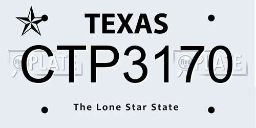 CTP3170 Texas License Plate