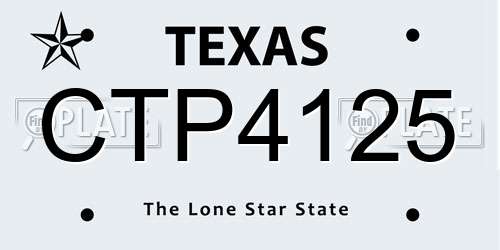 CTP4125 Texas License Plate