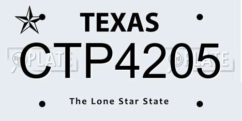 CTP4205 Texas License Plate