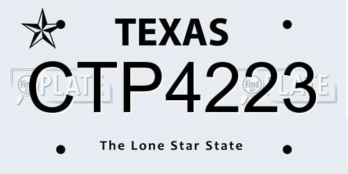 CTP4223 Texas License Plate