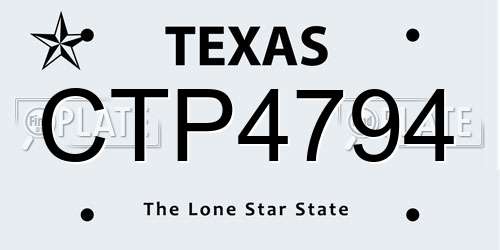 CTP4794 Texas License Plate