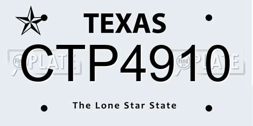 CTP4910 Texas License Plate