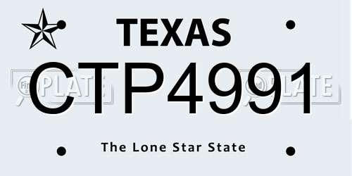 CTP4991 Texas License Plate