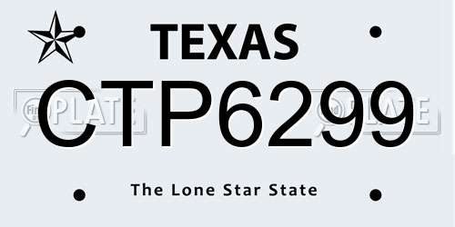 CTP6299 Texas License Plate