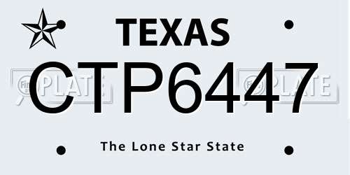 CTP6447 Texas License Plate