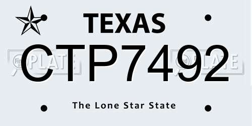 CTP7492 Texas License Plate