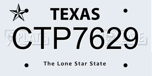 CTP7629 Texas License Plate