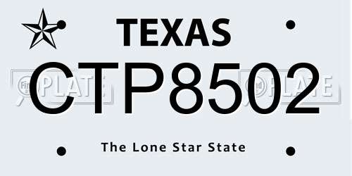 CTP8502 Texas License Plate