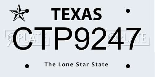 CTP9247 Texas License Plate