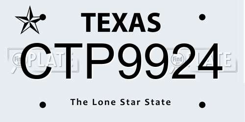 CTP9924 Texas License Plate