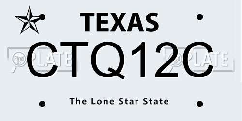 CTQ12C Texas License Plate