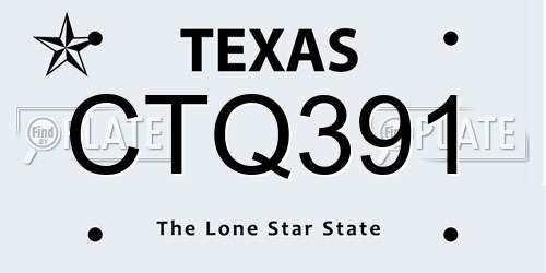 CTQ391 Texas License Plate