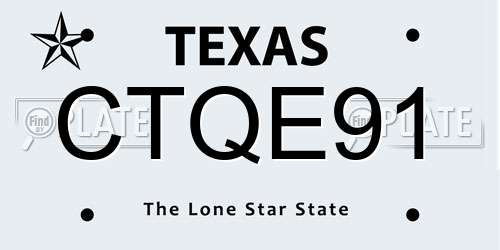 CTQE91 Texas License Plate
