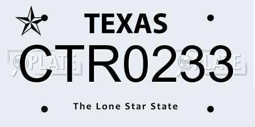 CTR0233 Texas License Plate