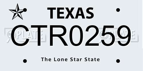 CTR0259 Texas License Plate