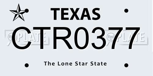 CTR0377 Texas License Plate