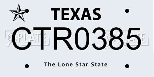 CTR0385 Texas License Plate