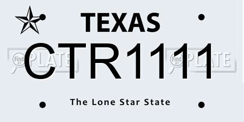 CTR1111 Texas License Plate