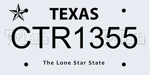 CTR1355 Texas License Plate
