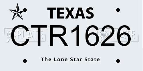CTR1626 Texas License Plate