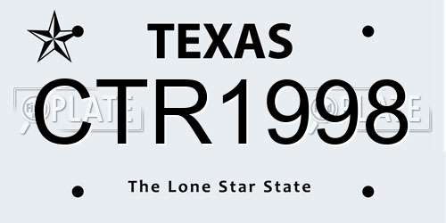 CTR1998 Texas License Plate