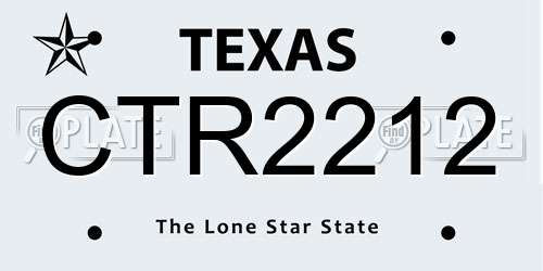 CTR2212 Texas License Plate
