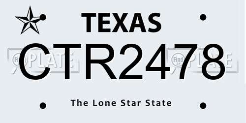 CTR2478 Texas License Plate