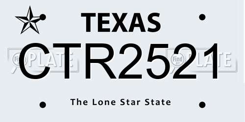 CTR2521 Texas License Plate