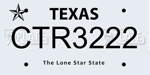 CTR3222 Texas License Plate