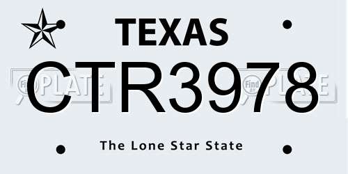 CTR3978 Texas License Plate