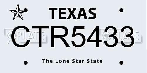 CTR5433 Texas License Plate