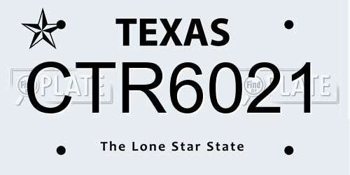 CTR6021 Texas License Plate