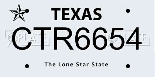 CTR6654 Texas License Plate