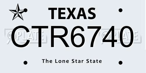 CTR6740 Texas License Plate