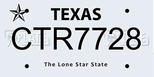 CTR7728 Texas License Plate