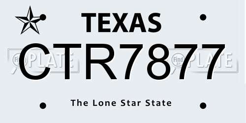 CTR7877 Texas License Plate