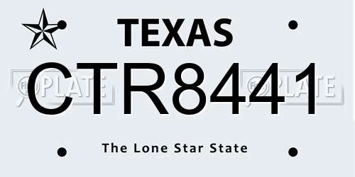CTR8441 Texas License Plate