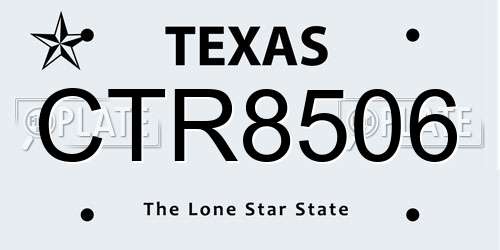 CTR8506 Texas License Plate