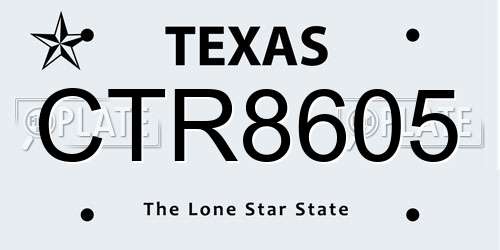 CTR8605 Texas License Plate