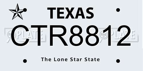 CTR8812 Texas License Plate