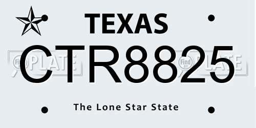 CTR8825 Texas License Plate