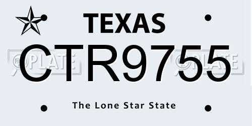 CTR9755 Texas License Plate