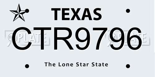 CTR9796 Texas License Plate