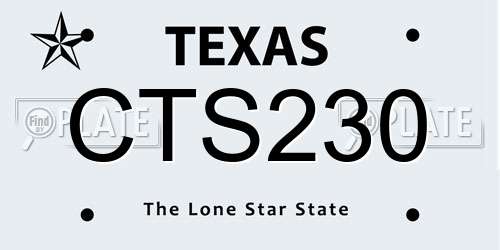 CTS230 Texas License Plate