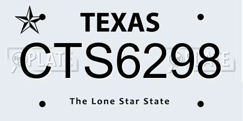 CTS6298 Texas License Plate