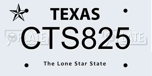 CTS825 Texas License Plate